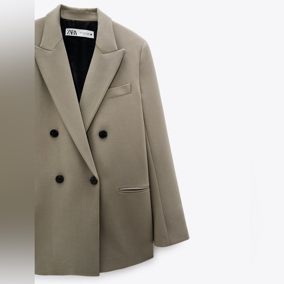 Zara Oversized Double Breasted Buttoned Blazer in ‘Mink’ | Size S - Picture 5 of 7